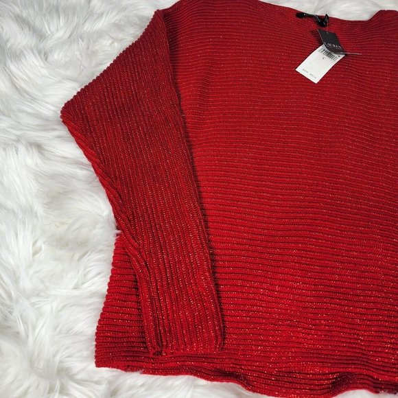 Lauren Ralph Lauren Sweater Womens Adult Medium Red Metallic Glitter Dolman - Picture 5 of 11